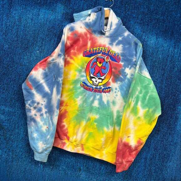 Grateful Dead Summer Tour 1987 Jam Band Tie Dye Hoodie XL - Picture 3 of 4